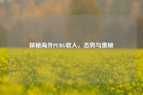 探秘海外PUBG收入，态势与奥秘