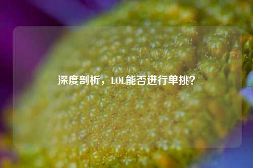 深度剖析，LOL能否进行单挑？