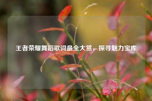 王者荣耀舞蹈歌词最全大赏，探寻魅力宝库