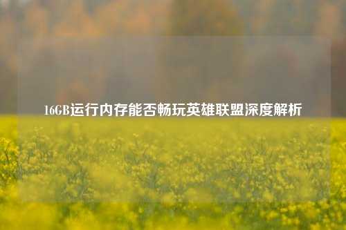 16GB运行内存能否畅玩英雄联盟深度解析