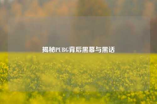 揭秘PUBG背后黑幕与黑话