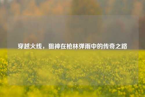 穿越火线，狙神在枪林弹雨中的传奇之路