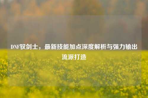 DNF驭剑士，最新技能加点深度解析与强力输出流派打造