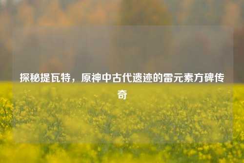 探秘提瓦特,原神中古代遗迹的雷元素方碑传奇