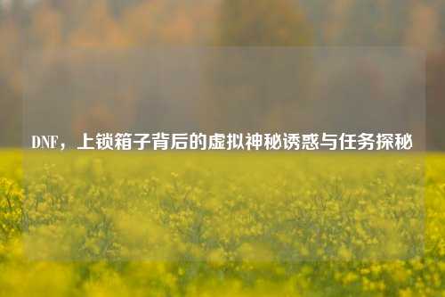 DNF，上锁箱子背后的虚拟神秘诱惑与任务探秘