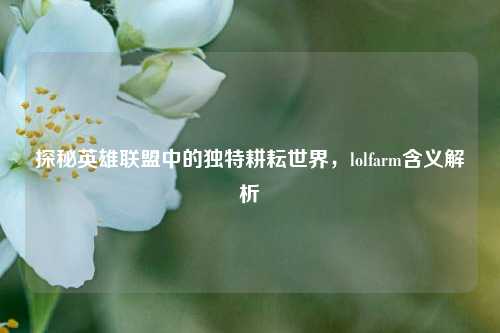 探秘英雄联盟中的独特耕耘世界,lolfarm含义解析
