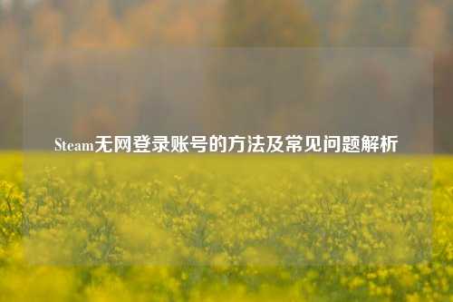 Steam无网登录账号的方法及常见问题解析