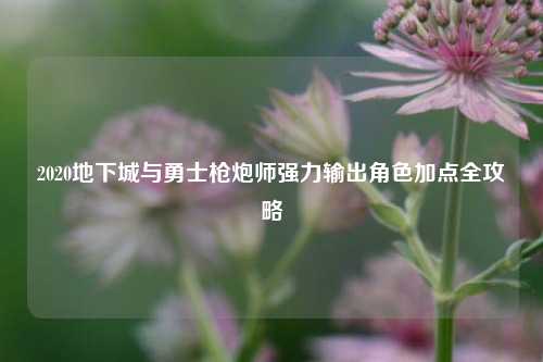 2020地下城与勇士枪炮师强力输出角色加点全攻略