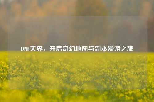 DNF天界，开启奇幻地图与副本漫游之旅