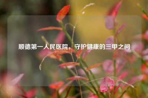 顺德第一人民医院，守护健康的三甲之问