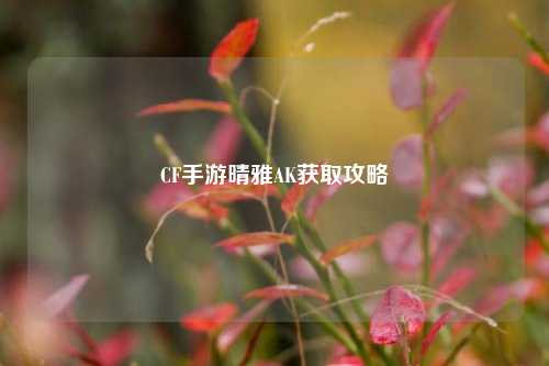 CF手游晴雅AK获取攻略