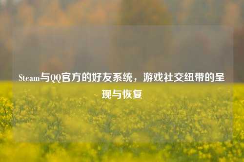 Steam与QQ官方的好友系统，游戏社交纽带的呈现与恢复
