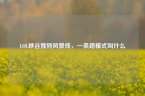 LOL峡谷独特风景线，一条路模式叫什么