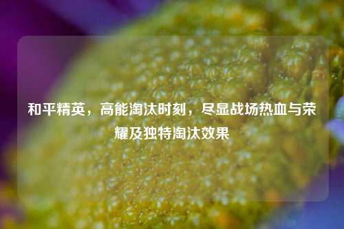 和平精英,高能淘汰时刻,尽显战场热血与荣耀及独特淘汰效果