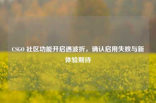 CSGO 社区功能开启遇波折，确认启用失败与新体验期待