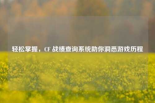轻松掌握，CF 战绩查询系统助你洞悉游戏历程