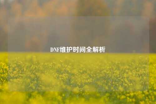 DNF维护时间全解析