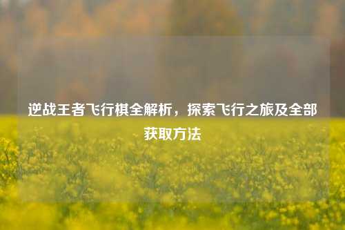 逆战王者飞行棋全解析，探索飞行之旅及全部获取方法