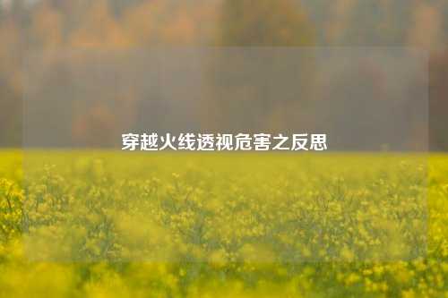 穿越火线透视危害之反思