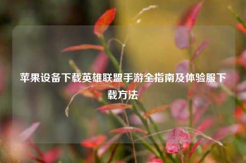 苹果设备下载英雄联盟手游全指南及体验服下载方法