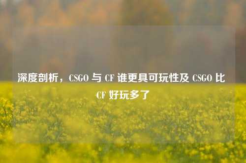 深度剖析，CSGO 与 CF 谁更具可玩性及 CSGO 比 CF 好玩多了