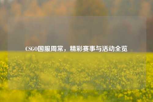 CSGO国服周常，精彩赛事与活动全览