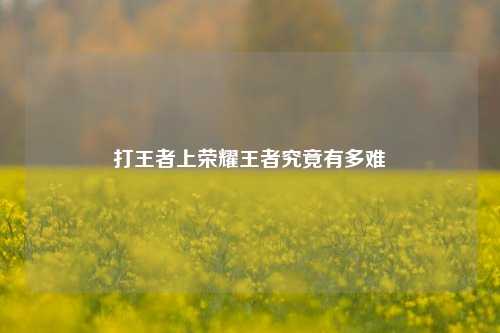 打王者上荣耀王者究竟有多难
