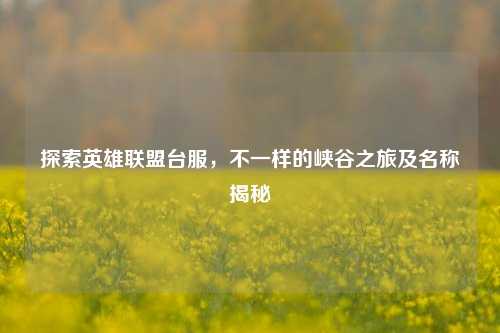 探索英雄联盟台服，不一样的峡谷之旅及名称揭秘