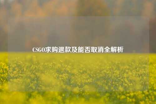CSGO求购退款及能否取消全解析
