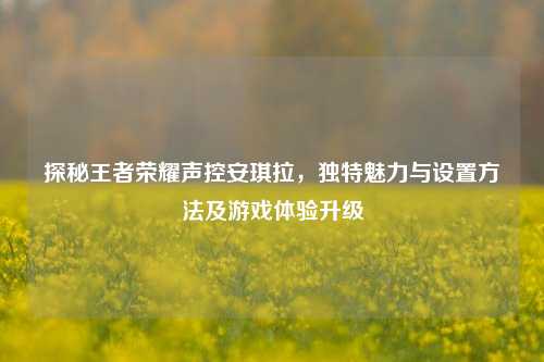 探秘王者荣耀声控安琪拉，独特魅力与设置方法及游戏体验升级