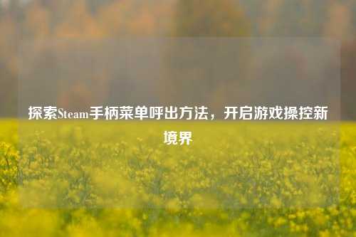 探索Steam手柄菜单呼出方法，开启游戏操控新境界