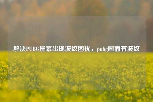 解决PUBG屏幕出现波纹困扰，pubg画面有波纹