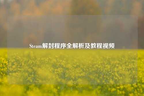 Steam解封程序全解析及教程视频
