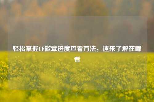 轻松掌握CF徽章进度查看方法，速来了解在哪看