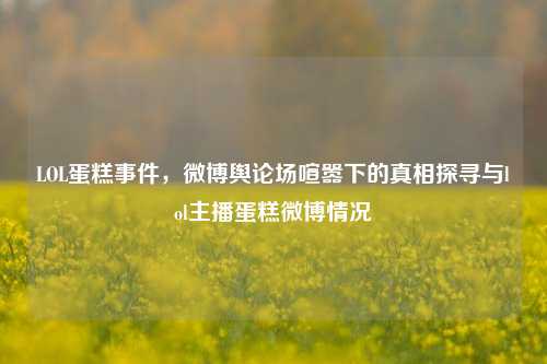 LOL蛋糕事件,微博舆论场喧嚣下的真相探寻与lol主播蛋糕微博情况