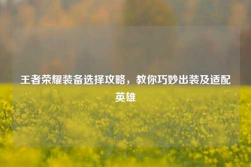 王者荣耀装备选择攻略，教你巧妙出装及适配英雄