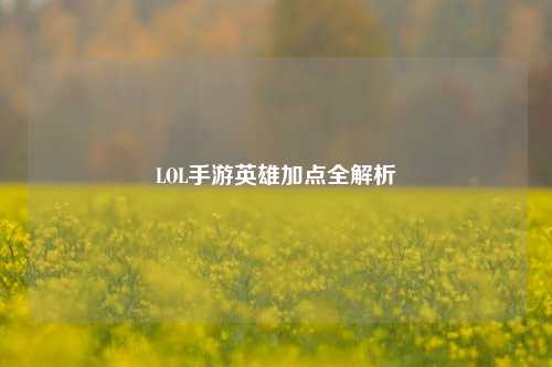 LOL手游英雄加点全解析