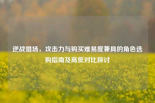 逆战猎场,攻击力与购买难易度兼具的角色选购指南及高低对比探讨
