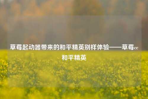 草莓起动器带来的和平精英别样体验——草莓cc和平精英