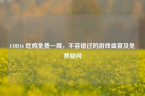 COD16 吃鸡免费一周,不容错过的游戏盛宴及免费疑问