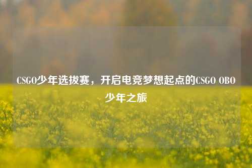 CSGO少年选拔赛，开启电竞梦想起点的CSGO OBO少年之旅
