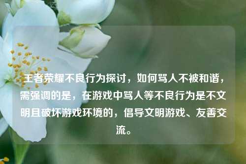 王者荣耀不良行为探讨，如何骂人不被和谐，需强调的是，在游戏中骂人等不良行为是不文明且破坏游戏环境的，倡导文明游戏、友善交流。