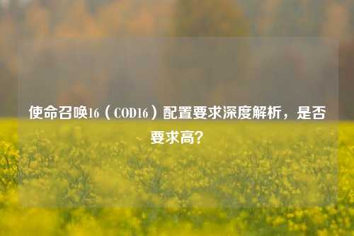 使命召唤16（COD16）配置要求深度解析，是否要求高？