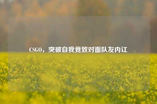 CSGO，突破自我竟致对面队友内讧