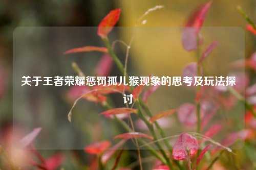 关于王者荣耀惩罚孤儿猴现象的思考及玩法探讨
