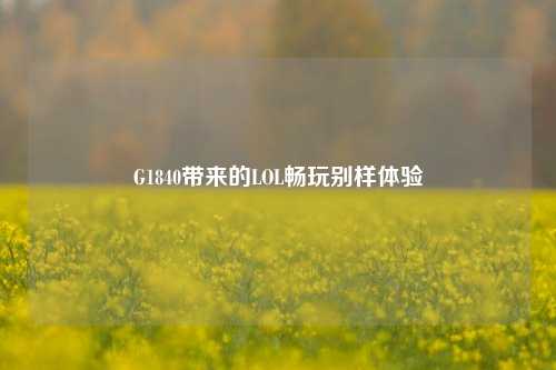 G1840带来的LOL畅玩别样体验