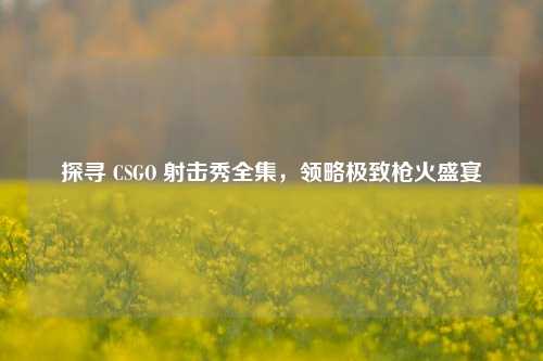 探寻 CSGO 射击秀全集，领略极致枪火盛宴