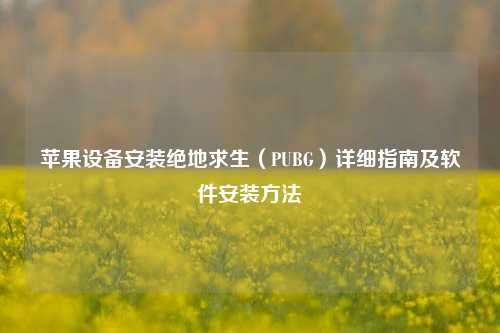 苹果设备安装绝地求生（PUBG）详细指南及软件安装方法