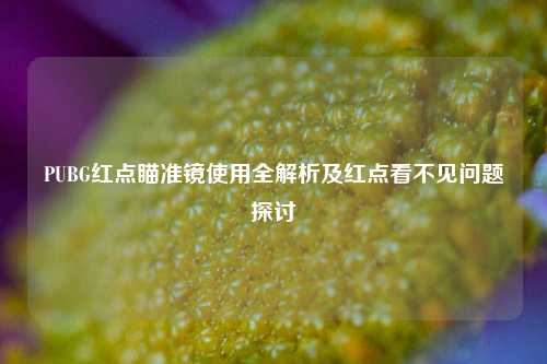 PUBG红点瞄准镜使用全解析及红点看不见问题探讨