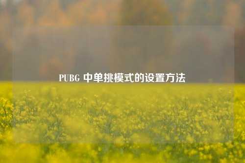 PUBG 中单挑模式的设置方法